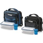 Arctic Zone Titan Expandable Lunch Pack and Container Set with Ice Walls, 2 Pack - Black and Blue