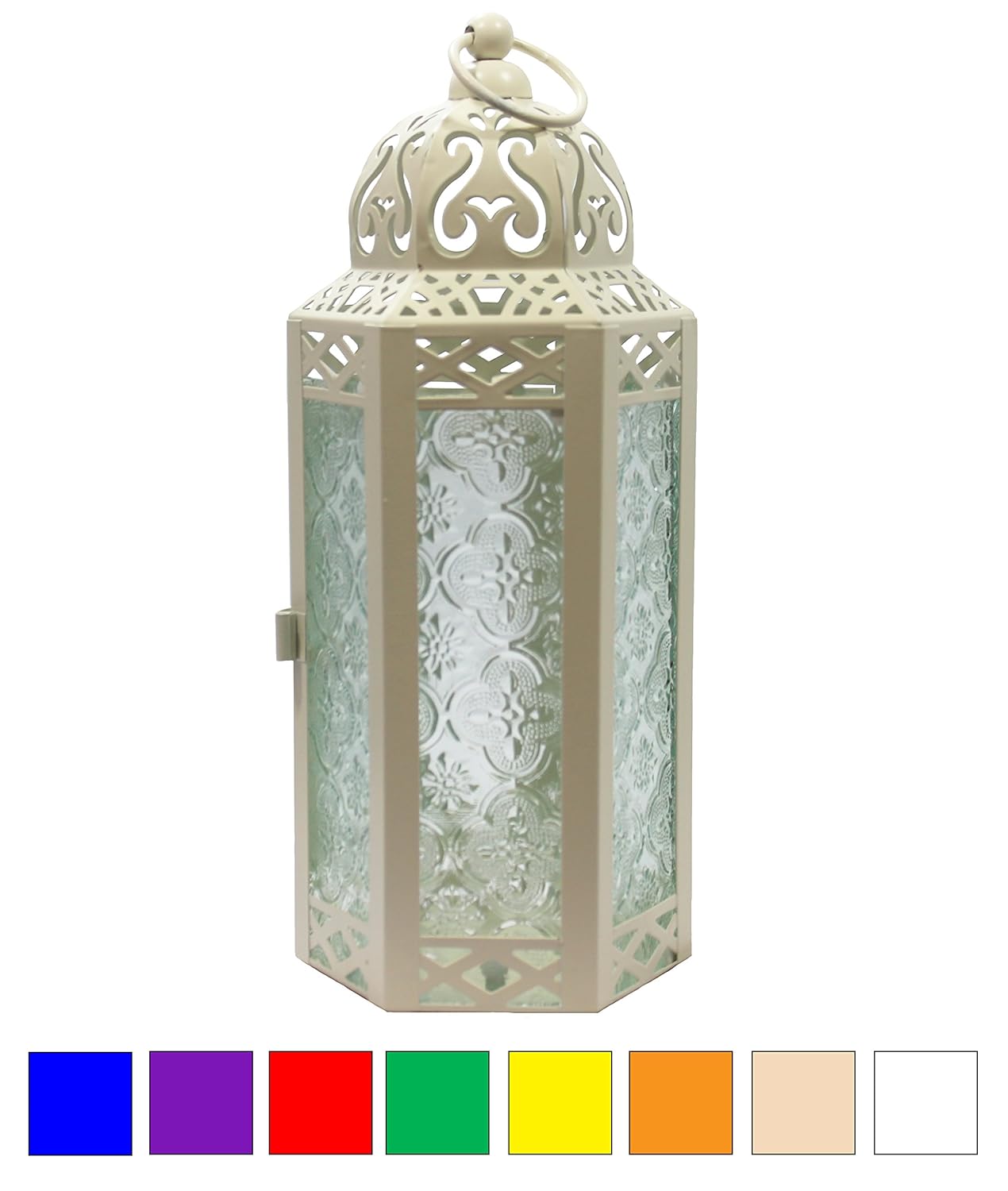 Vela Lanterns MidSize Table/Hanging Glass Hexagon Moroccan Candle