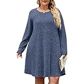 BELAROI Plus Size Sweater Dress Casual Long Sleeve Fall Winter Dresses with Pockets