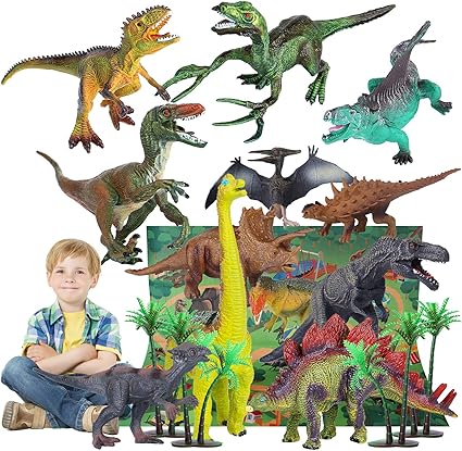 kids playing with dinosaur toys
