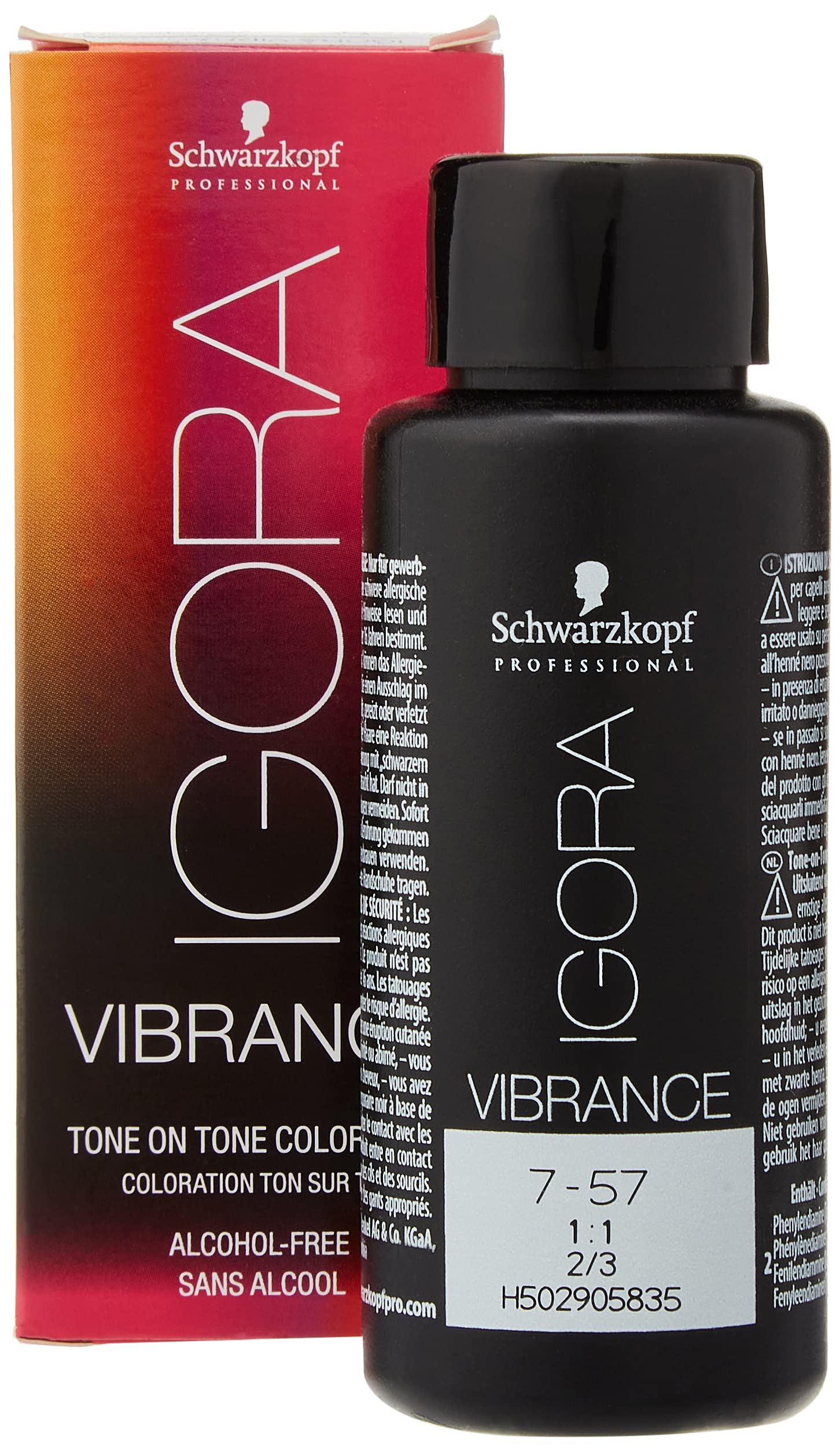 Schwarzkopf Professional Igora Vibrance Tone on Tone Hair Colour, No. 7-57 Medium Blonde Gold Copper, 60 ml 7702045561111