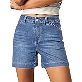 luvamia Jean Shorts for Women High Waisted Trendy Stretchy Denim Shorts 5 Inch Inseam Summer Casual Jorts with Pockets