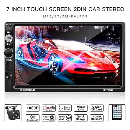 2 Din Autoradio, LESHP 7 Zoll HD 1080P Touchscreen Auto Radio mit Rückfahrkamera, Autoradio MP5 Spieler unterstützt Mirrorlin