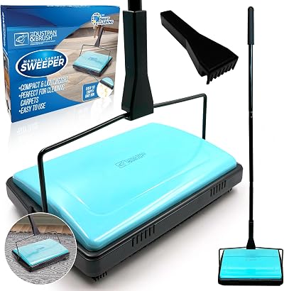 TDBS Manual Carpet Cleaner Sweeper with Detachable Cleaning Comb