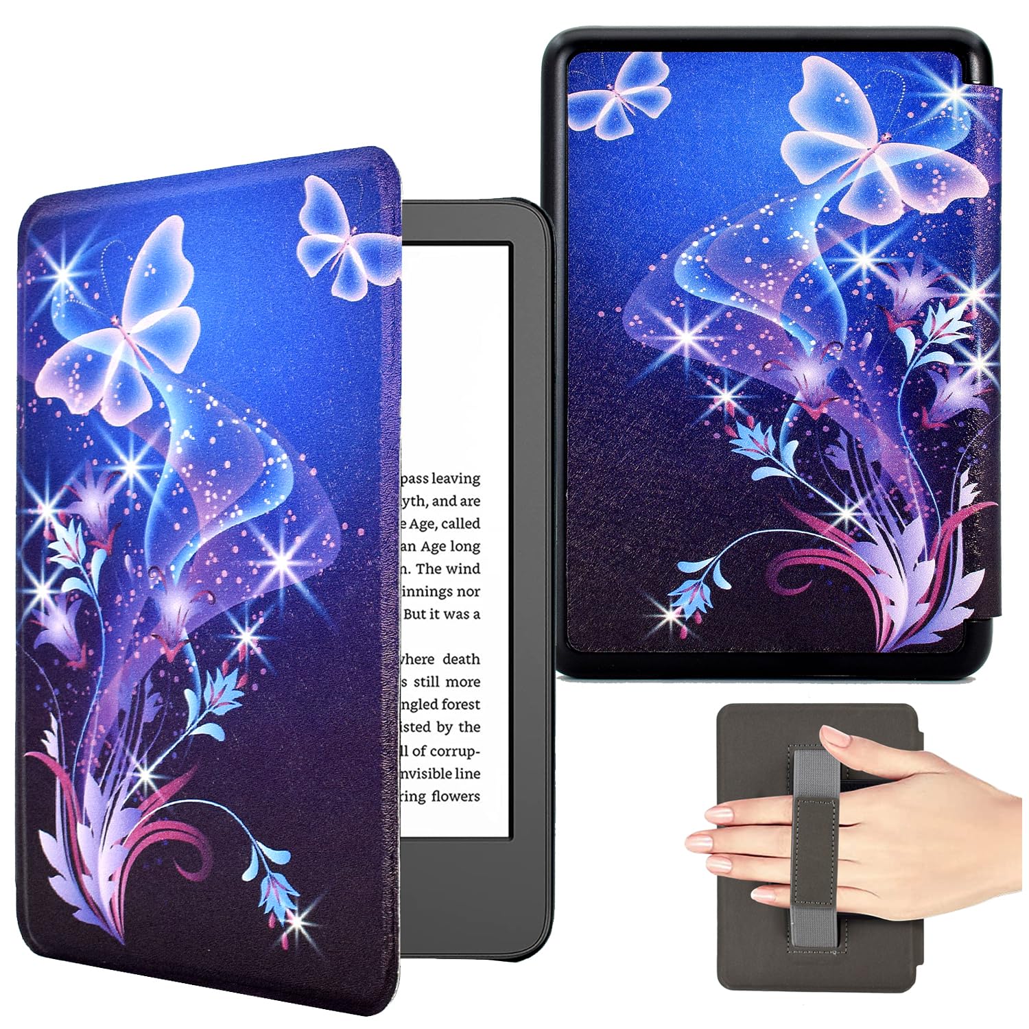 BYCeKe for 6" Kindle Paperwhite Case 2016 2015 2013 2012 Release (Model NO: EY21 / DP75SDI) Slim Leather Case Lightweight Cover Shell with Auto Wake/Sleep Fit 6 inch Kindle Paperwhite 1/2/3, Butterfly