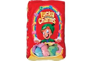 iscream Lucky Charms Cereal 14" x 10" Pillow Set with 8 Plushie Marshmallow Charm Mini Pillows