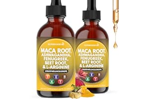Superfood MD Maca Root Liquid Drops with Ashwagandha, Nettle, Fenugreek, Beet Root and L-Arginine Liquid Multivitamin for Women and Men - 4 Oz