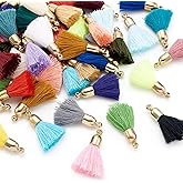 Beadthoven 50pcs 25 Colors Mini Cotton Tassels Multi-Color Tiny Craft Tassels Small Cotton Thread Tassel Pendants with Plastic Findings for Earrings Jewelry Making Keychains Bag Charms DIY Accessories