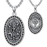 SELKAT 925 Sterling Silver Pendant Hecate Goddess Necklace, Ancient Greek Mythology Pendant Necklace, Medal Amulet Jewelry Gift, Suitable for Men and Women