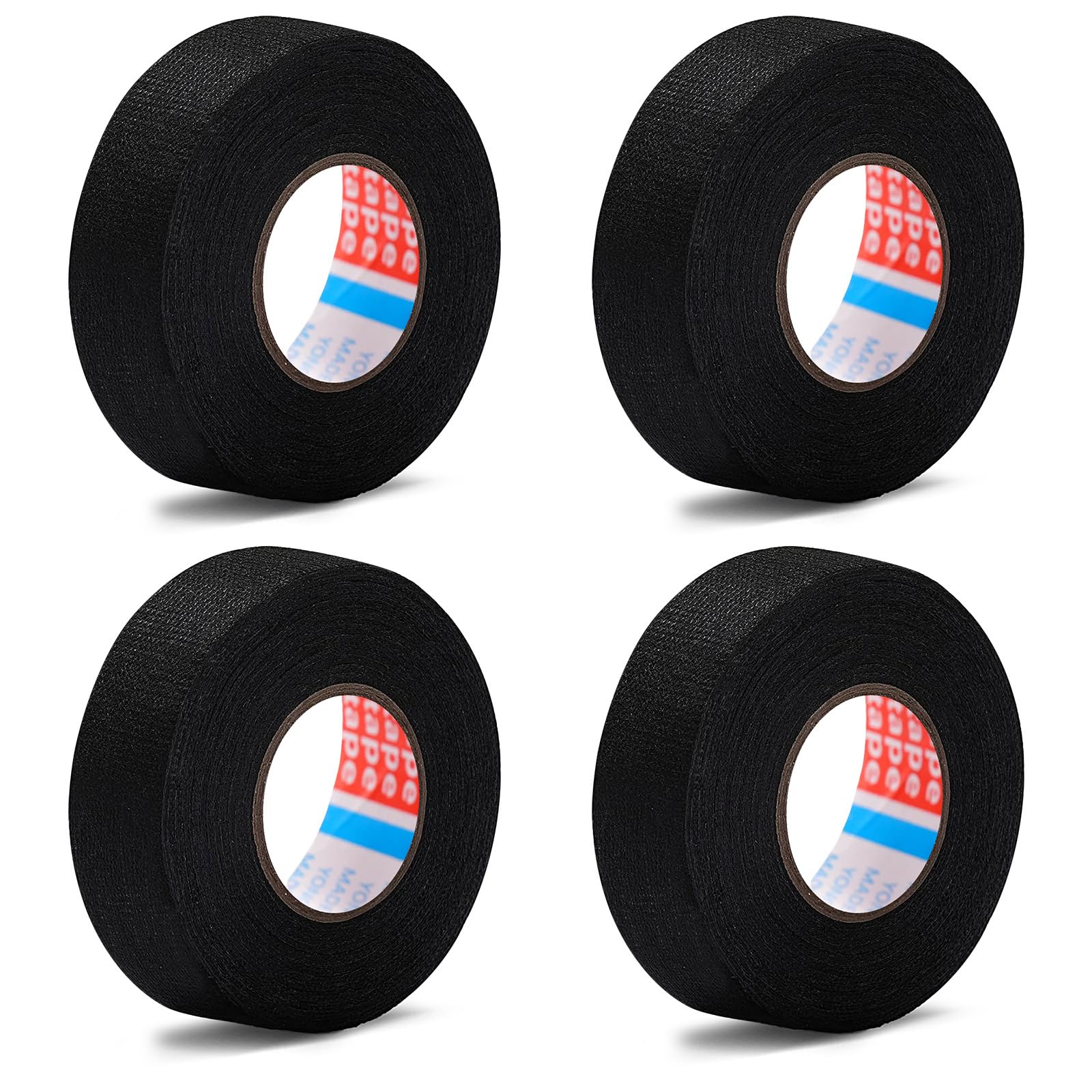 XdealCozyxc 4PCS Wiring Loom Tape for Car, Motorcycle, Electricals, Cloth Fabric Tape Heat Resistant Insulation(19mmx 15m)