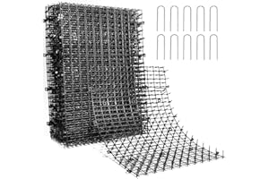 SENSEYO Pomeat 15 PCS Scat Mat for Cats Indoor 16 x 12'' Dogs and Cat Deterrent Outdoor Mat with Spikes for Garden Yard Fence Furniture Couch, with 10 Stakes, Black