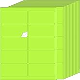 YSHIHE 2" x 4" Colored Labels Stickers, Green Bright, 24 Sheets, 240 Labels for Laser/Inkjet Printer, Printable Sticker Labels, Permanent Adhesive