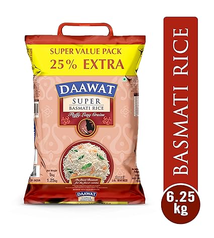 Daawat Super Basmati, 5kg with Free 25 Percent Extra