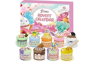 ORIENTAL CHERRY Advent Calendar 2024 - Christmas Countdown Calendars 24 Days of Surprises with DIY Fluffy Slime Kit Funny Gifts Toy for Toddler Kids Teens Girls 4 5 6 7 8 9 10 11 12 Year Old Pink