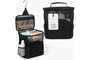 TERRA HOME Original Portable Shower Caddy For College Dorms - Foldable Mesh Tote - Dorm Room Essentials - Durable Hanging Travel Shower Bag - Perfect for College Students, Men, Women (Black)