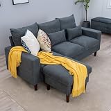 Panana Grey Fabric Corner Sofa 3 Seater with Ottoman L Shape Living Room Suite view 8