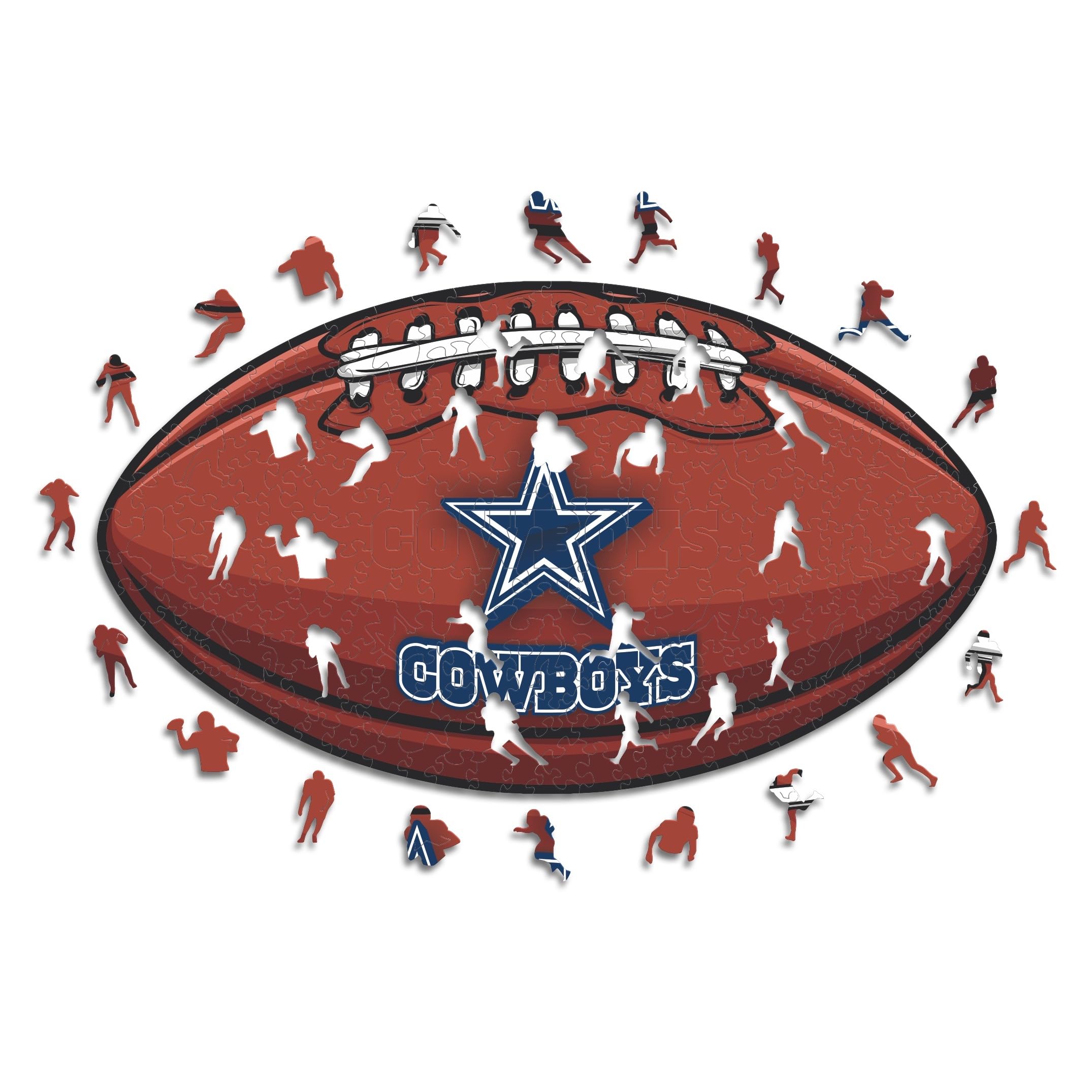 Iconic Puzzles, Dallas Cowboys Crest, 100% eco-sustainable wooden puzzle with official license NFL, size L, 500 pieces