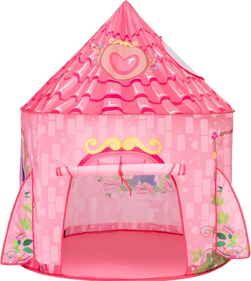 JOYIN Pink Princess Castle Play Tent Kids Pop Up Indoor Outdoor Girls