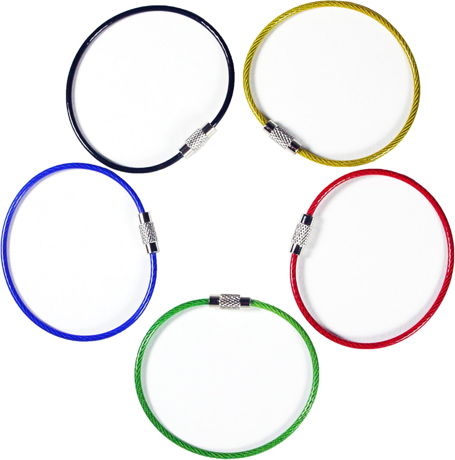 20pack Colored Nylon Coated Stainless Steel Wire Keychains 2mm 6.3 Inches Aircraft Cable Key Ring Loops for Hanging Luggage Tags or ID Tags (Assorted 20 Pack) at  Men’s Clothing store
