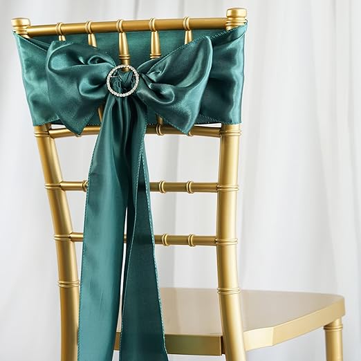 BalsaCircle 50 Hunter Green Satin Chair Sashes Bows Ties