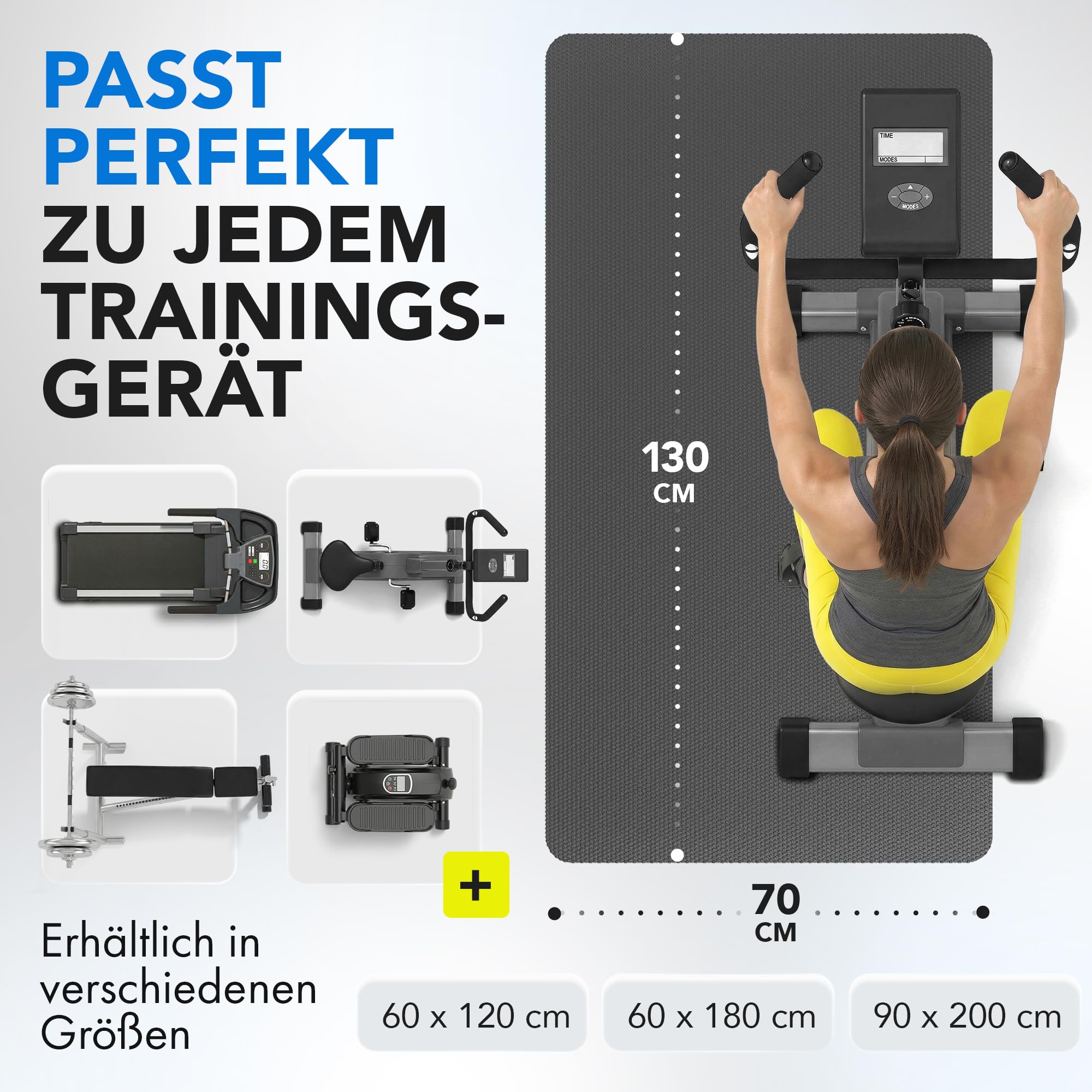 LILENO SPORTS Bodenschutzmatte Fitnessgerät 90x200 cm | 8 mm starke Fitnessgeräte Unterlage | Sportmatte und Fitnessmatte rutschfest | Ideal Schalldämmend für Crosstrainer, Laufband oder Home Gym 3