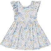 pureborn Baby Toddler Girl Viscose from Bamboo Dress Ruffled Sleeve 2-5T