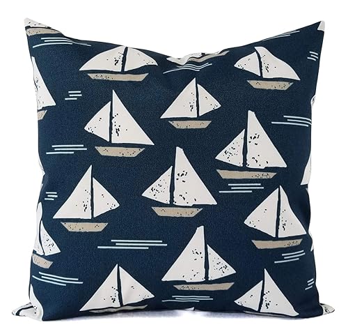 Amazon Com Outdoor Pillow Cover Sailboat Pillow Navy Sailor