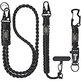 YIWUBAI Heavy Duty Braided Paracord Lanyard for ID Badges,EDC Tether for Phone,Tactical 550 Paracord Keychain with USA Flag