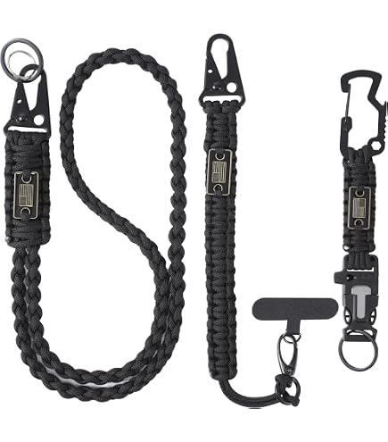 ParaDance Heavy Duty Paracord Key Lanyard (2-Pack) - Braided Neck Strap For Keys, ID Badges, Whistle, Camping