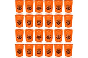 Meanplan 36 Pieces Thanksgiving Party Cups Orange Black Happy Thanksgiving Turkey Plastic Party Reusable Cups Bulk 12 oz Tumblers for Dinner Friendsgiving Supplies