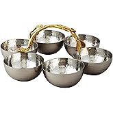 Elegance Golden Vine 6 Bowl Server, 8.75", Silver/Gold