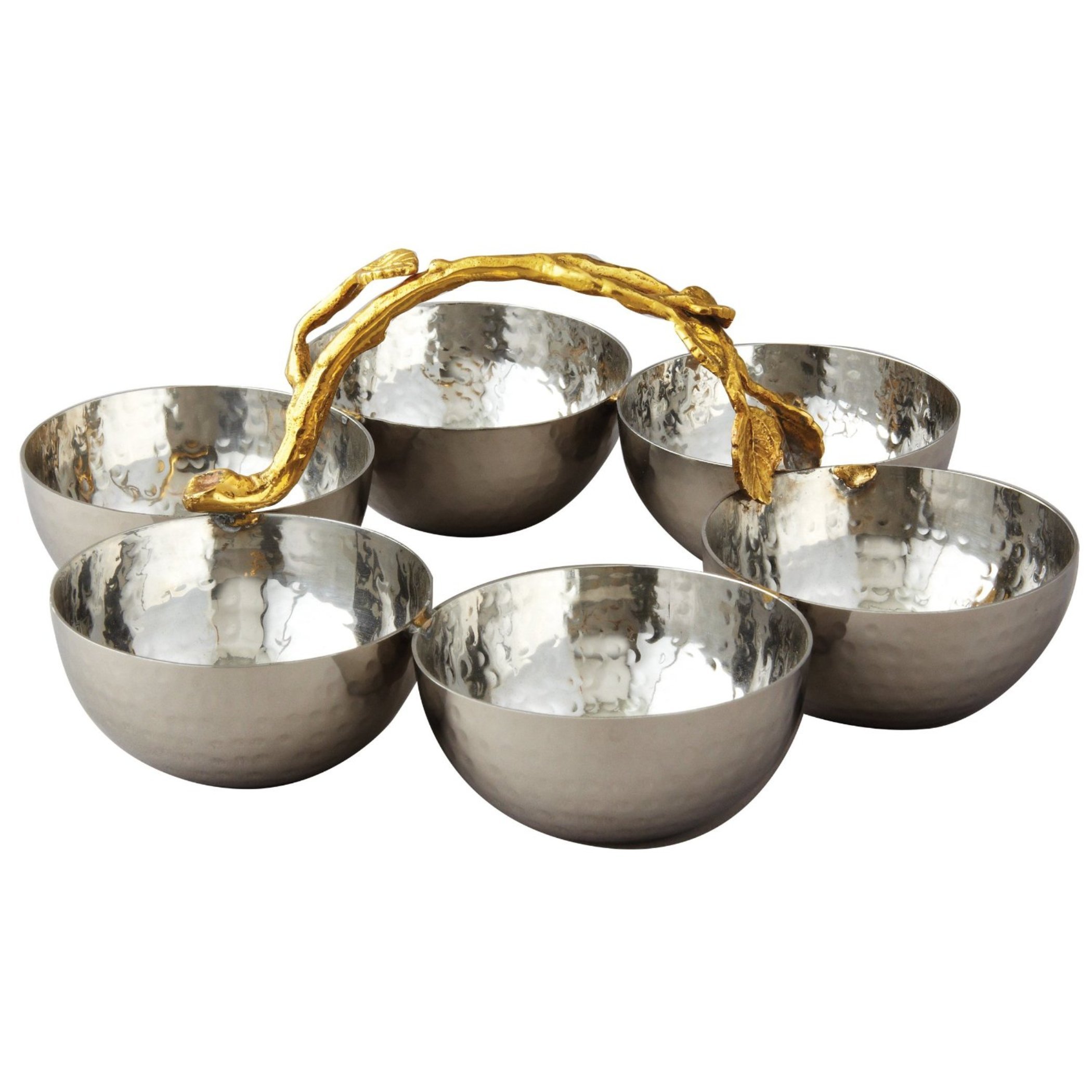 Elegance 6 Bowl Server, Stainless Steel, Silver/Gold, 8.75"