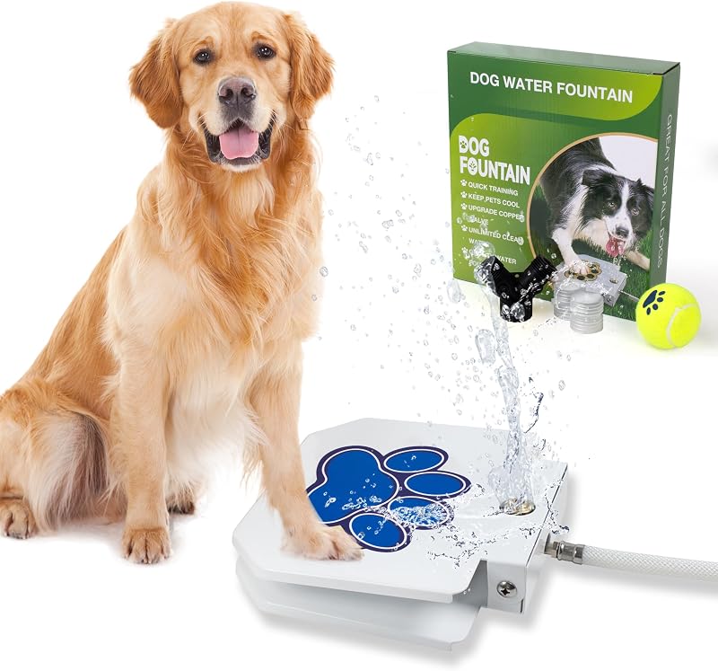 BACOENG Outdoor Dog Water Fountain Toy Sturdy Metal Brass Valve Blue