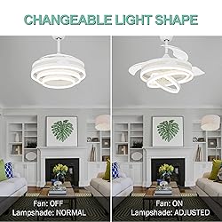 42 Inch Retractable Ceiling Fan, Modern Ceiling