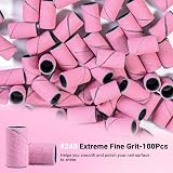 MelodySusie 100 Pcs Nail Drill Bits Sanding Bands 240 Extreme Fine Grit view 4