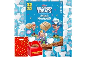MUCHAI INNOVATIONS Rice Krispies Treats Mini Squares | Sweet Crispy Marshmallow Cereal Kids Snack Individually Wrapped | Birthday Classroom Party Gift Basket | Muchai Bag (32 Mini Easter Basket Stuffer & Summer Treat Gift)