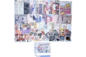 CHRYCELESTE 200pcs Vintage Scrapbook Stickers and Paper, Junk Journal Paper Kit,Ephemera Junk Journal Stickers, Plastic Case Packaging with Handy Pliers (Nostalgic Memory)