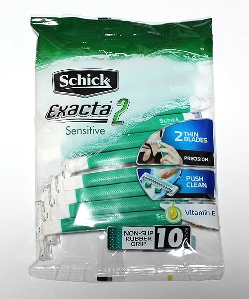 SCHICK EXACTA2 SENSITIVE DISPOSABLE RAZOR, 10 COUNT(PACK OF 2)