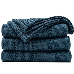 RECYCO Cable Knit Navy Blue Throw Blanket for