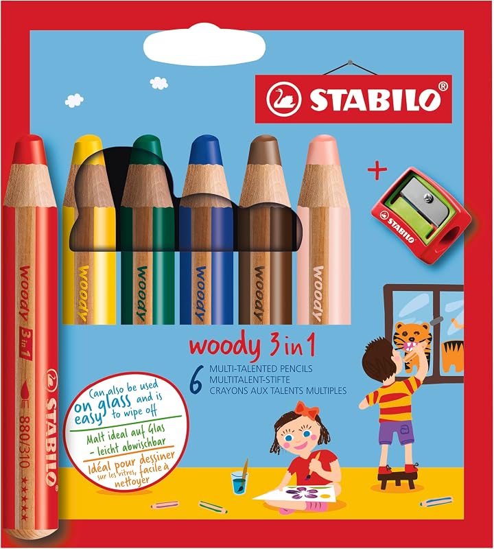 - Buntstift, Wasserfarbe & Wachsmalkreide - woody 3 in 1