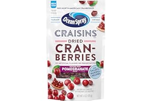 Ocean Spray® Craisins® Pomegranate, Dried Cranberries Infused with Pomegranate Juice, Dried Fruit, 6 Oz Pouch (Pack of 12)