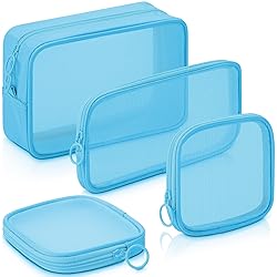 Weewooday 4 Pcs Mesh Makeup Bag Mesh Cosmetic Bag