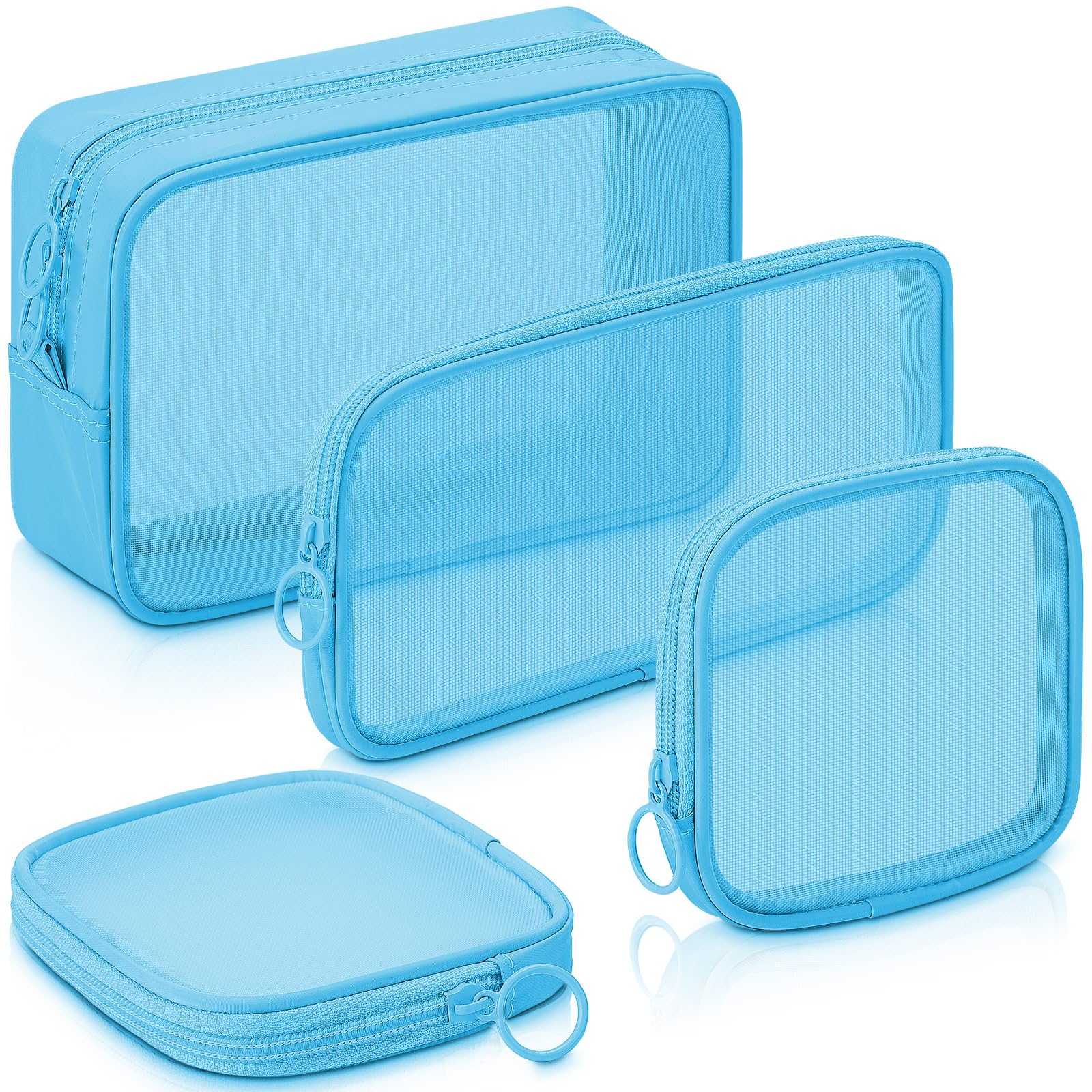 Weewooday 4 Pcs Mesh Makeup Bag Mesh Cosmetic Bag