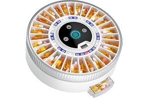Windtrace® Bluetooth Automatic Pill Dispenser for Elderly with Alarm, Smart Pill Dispenser with 31-Slot, Fingerprint& Mechanical Dual Lock Medication Dispenser, Timed Dispenser Machine for Elderly