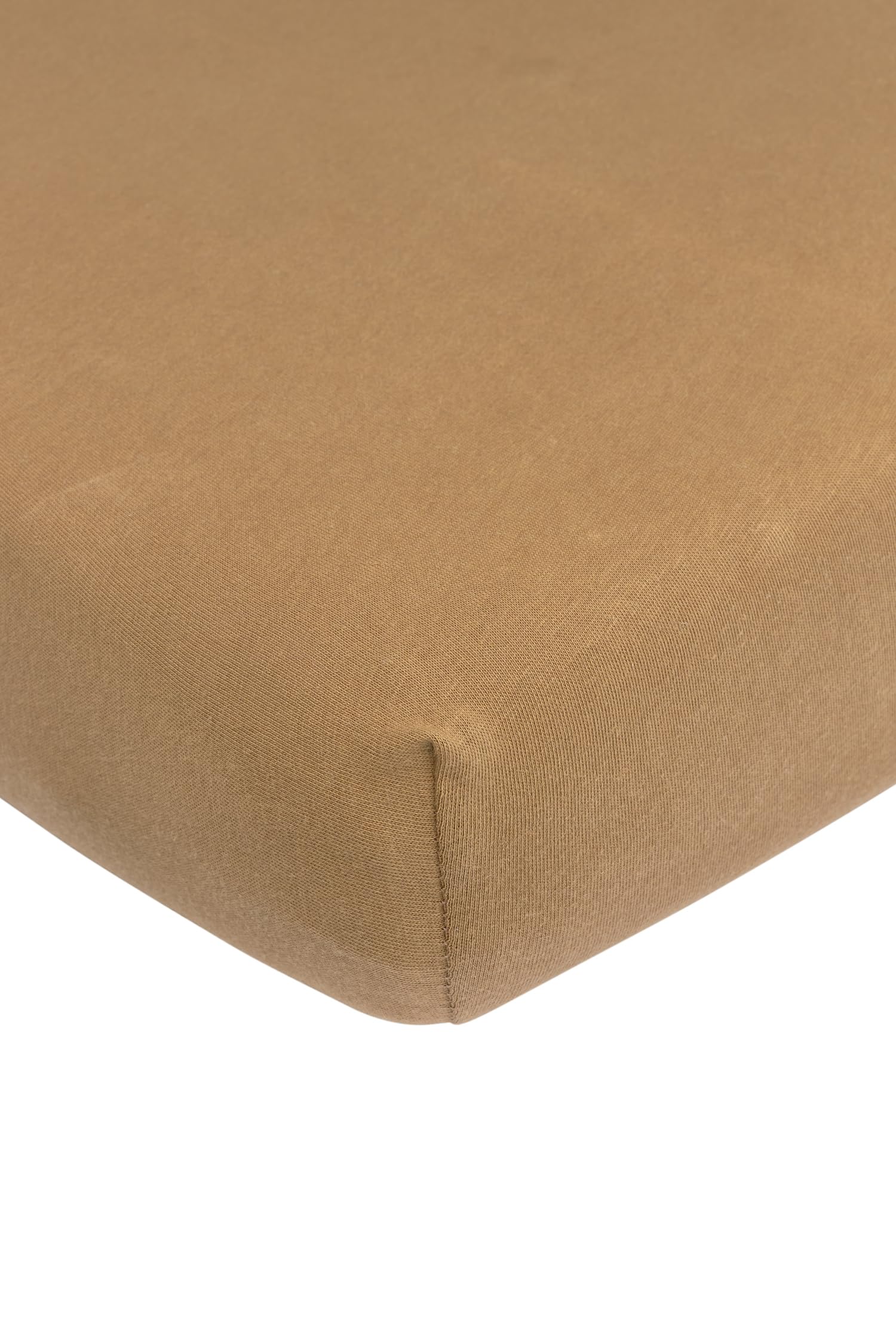 Meyco Home Basic Jersey Plain Fitted Sheet for Double Bed (Flat Sheet with Soft Jersey Quality, 100% Cotton, thanks to All-Round Elastic, Breathable, Dimensions: 180 x 200 cm), Toffee