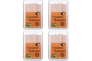Mumufy 400 Pcs 4 Boxes Cinnamon Toothpicks for Adults Cinnamon Flavored Toothpicks with Clear Plastic Boxes, 100 Pcs for Each Box