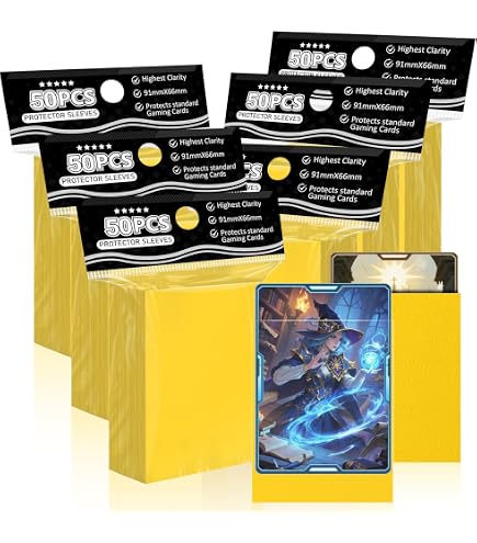 Yellow Card Sleeves 200 Pack Compatible with MTG Card Sleeves, Card Covers | Sleevees Matte Back Finish, Perfect Shuffling