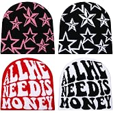 Ramede 4 Pcs Y2k Beanie - Double Sided Graphic Beanies for Men and Women, Acrylic Knitted Y2k Hats Accessories