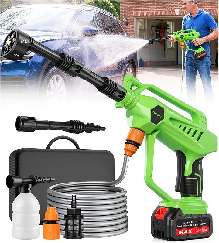Akku Hochdruckreiniger Auto,800PSI Mobiler Hochdruckreiniger Pistole