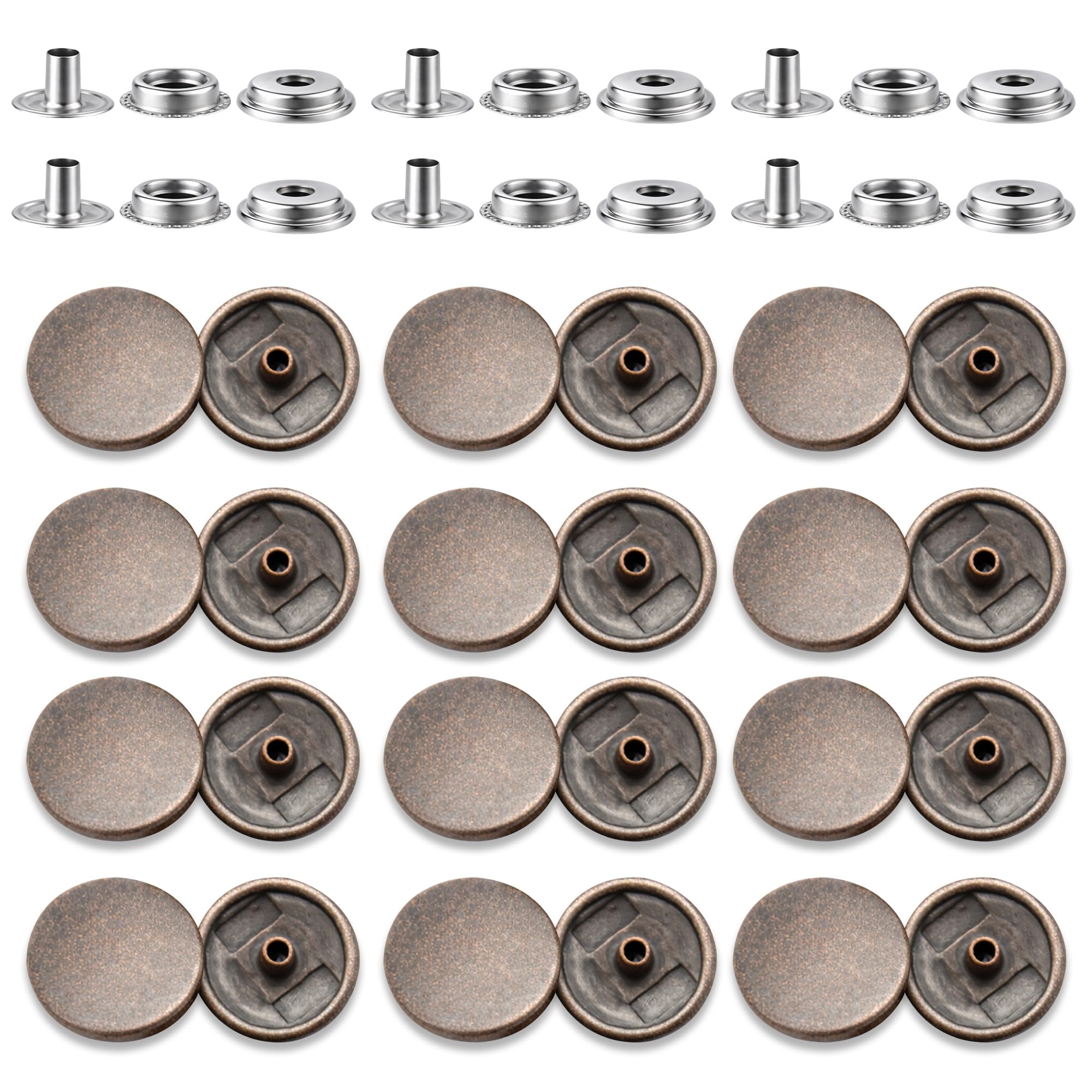 WedDecor 15mm Gunmetal Black Snap Fasteners Large 4 Parts Press Studs No-sew Buttons for Leathercraft, Sewing, Jackets, Shirts, Fabric Repair DIY Projects, 10pcs
